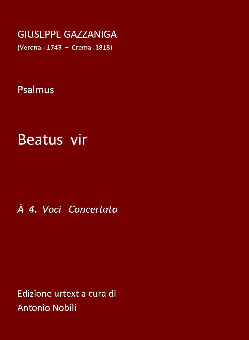 Beatus Vir di Antonio Nobili,  2019,  Youcanprint libro usato