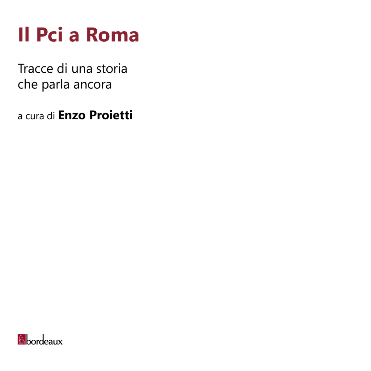 Il Pci a Roma. Tracce di una storia che parla ancora di E. Proietti,  2020,  Bor libro usato