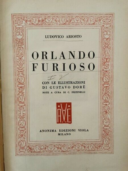 Orlando Furioso volume I con illustrazioni di Gustavo Dor? - 1954 - ER libro usato
