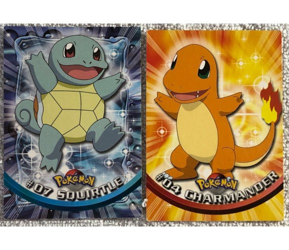 2 cards Pokémon Topps Charmander - Squirtle di Aa.vv.,  1999,  Topps