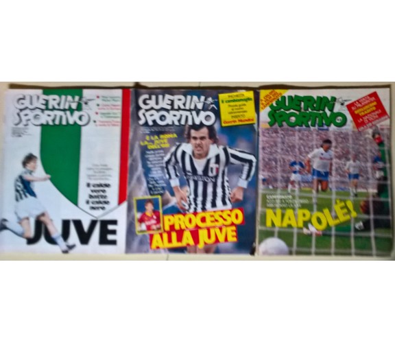 3 riviste Guerin Sportivo 1986: Napolè - Processo alla Juve - Juve - L