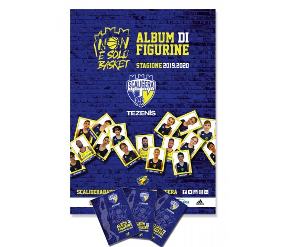  ALBUM DI FIGURINE SCALIGERA BASKET STAGIONE 2019/2020 + 3 bustine di figurine	 