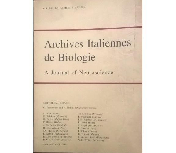 Archives Italiennes de Biologie - A journal of Neuroscience (Pisa 2004) Ca