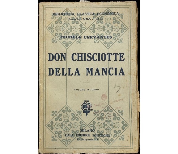 Don Chisciotte della Mancia Vol. II di Michele Cervantes, 1900, Casa Musicale