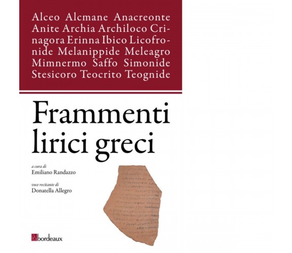 Frammenti lirici greci di E. Randazzo, 2016, Bordeaux