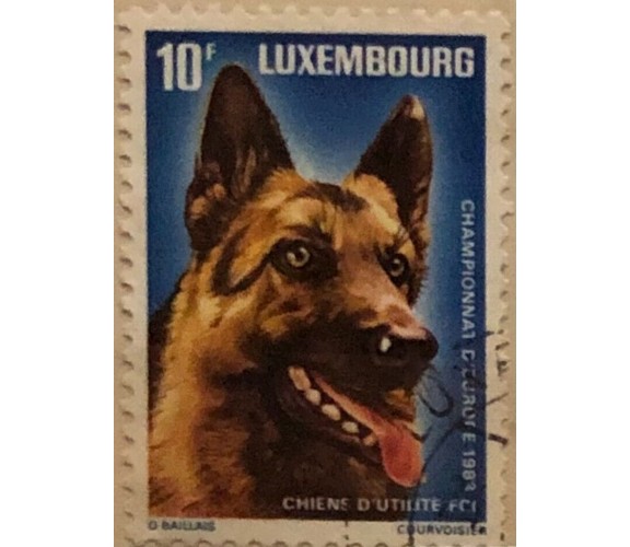 Francobollo Stamp 10 F Luxembourg Chiens d’utilite Champion d’Europe 1983 USATO	