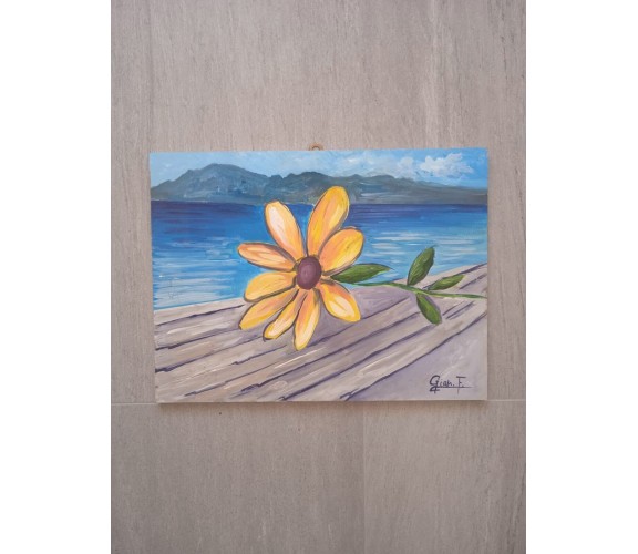 Girasole Quadro su pannello MDF con tecnica mista 50×40 cm di Gianfranco Pepe, 