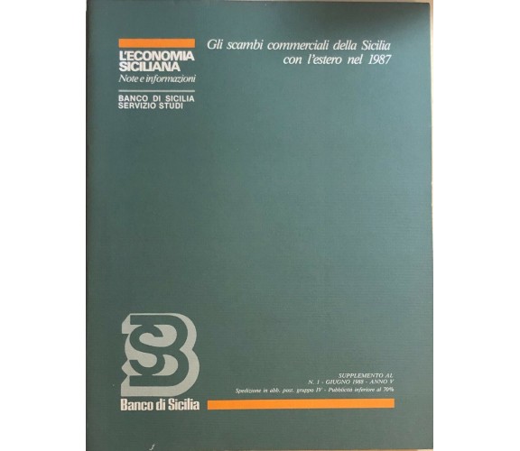 Gli scambi commerciali della Sicilia con l’estero nel 1987 di Aa.vv., 1988, Banc