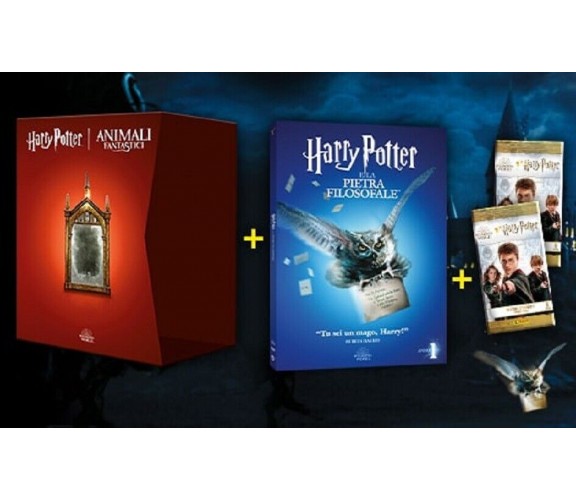 HARRY POTTER E LA PIETRA FILOSOFALE 1° DVD + cofanetto vuoto + figurine