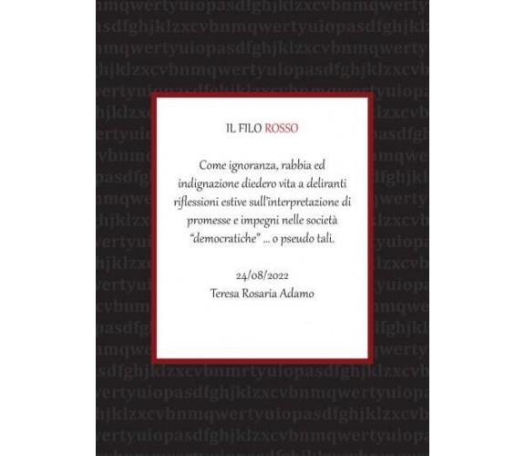  Il filo rosso di Teresa Rosaria Adamo, 2022, Youcanprint