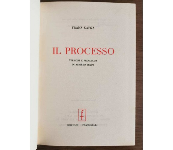 Il processo - F. Kafka - Frassinelli - 1968 - AR