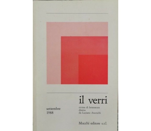 Il verri  di Luciano Anceschi (a Cura Di),  1988,  Mucchi Editore - ER