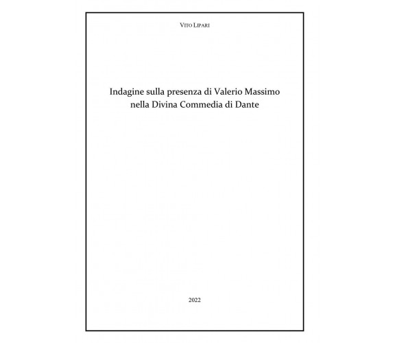 Indagine sulla presenza di Valerio Massimo nella Divina Commedia di Dante di Vit