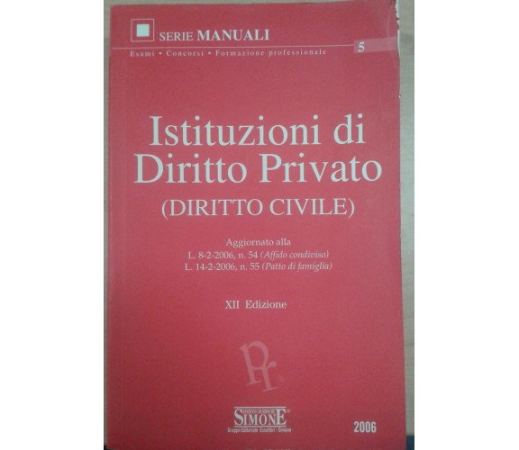 Istituzioni di diritto privato - XXII Edizione - AA.VV - ed. Simone - 2006 - M