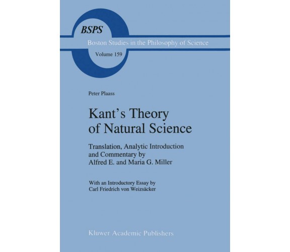 Kant's Theory of Natural Science - Peter Plaass - Springer, 2012