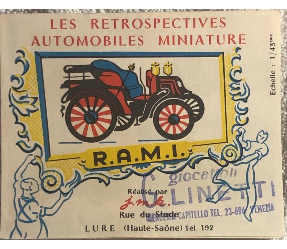 Les retrospectives automobiles miniature RAMI catalogo macchinine di Giocattoli 