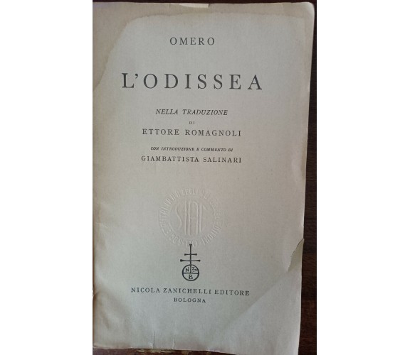 L’odissea -  Omero - Nicola Zanichelli, 1962 - A