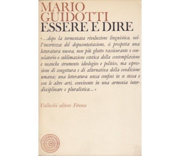 Mario Guidotti ESSERE E DIRE Vallecchi 1973