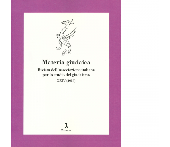 Materia giudaica vol.24 - AA.VV. - Giuntina editore,2019