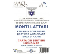 Monti Lattari. Penisola sorrentina. Costiera amalfitana. Isola di Capri. Carta d