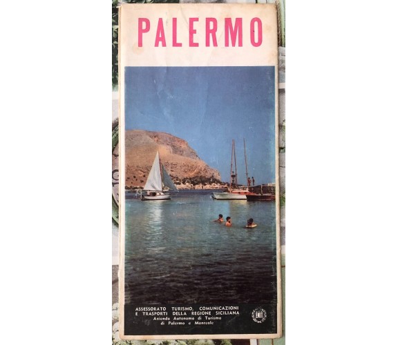 Palermo mappa e guida in inglese Tourist map guide anni ’60 di Assessorato Turi