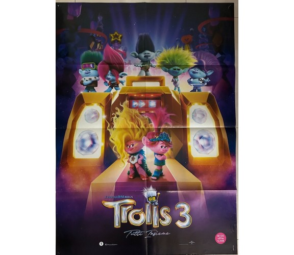 Poster locandina Trolls 3 - Tutti insieme 100x140 ORIGINALE da cinema di Walt Di