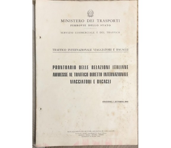 Prontuario delle relazioni italiane ammesse al traffico diretto internazionale v