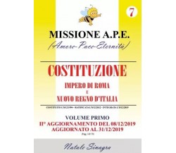 Pubblicazione Costituzione Impero di Roma e Regno d’Italia - Volume Primo	 di Na