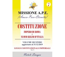 Pubblicazione Costituzione Impero di Roma e Regno d’Italia - Volume Secondo	 di 