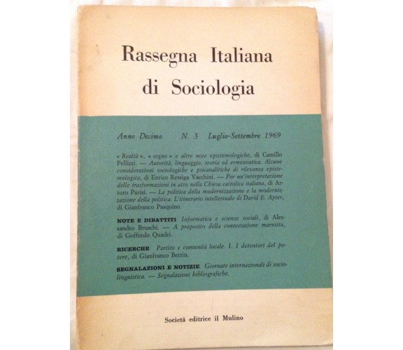 Rassegna italiana di sociologia - AA.VV - Il mulino - 1969 - M