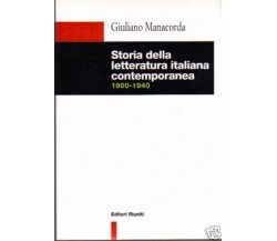 STORIA DELLA LETTERATURA ITALIANA CONTEMPORANEA - Giuliano Manacorda  