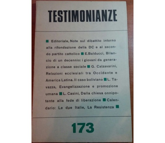 TESTIMONIANZE - AA.VV - COINES - 1975 - M