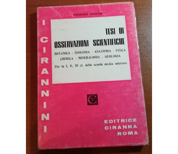 Tesi di osservazioni scientifiche - Giuseppe Puglisi - Ciranna - 1972 -M