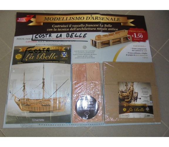 USCITA N°1 COSTRUISCI IL VASCELLO LA BELLE MODELLISMO D'ARSENALE FASCICOLO DVD