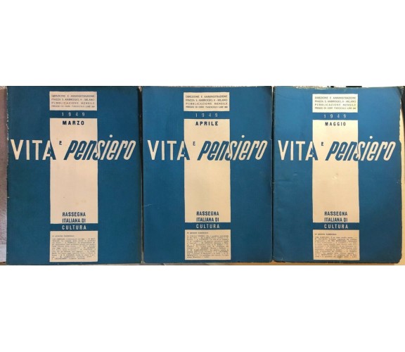 Vita e pensiero 4 numeri di Aa.vv.,  1949,  Vita E Pensiero